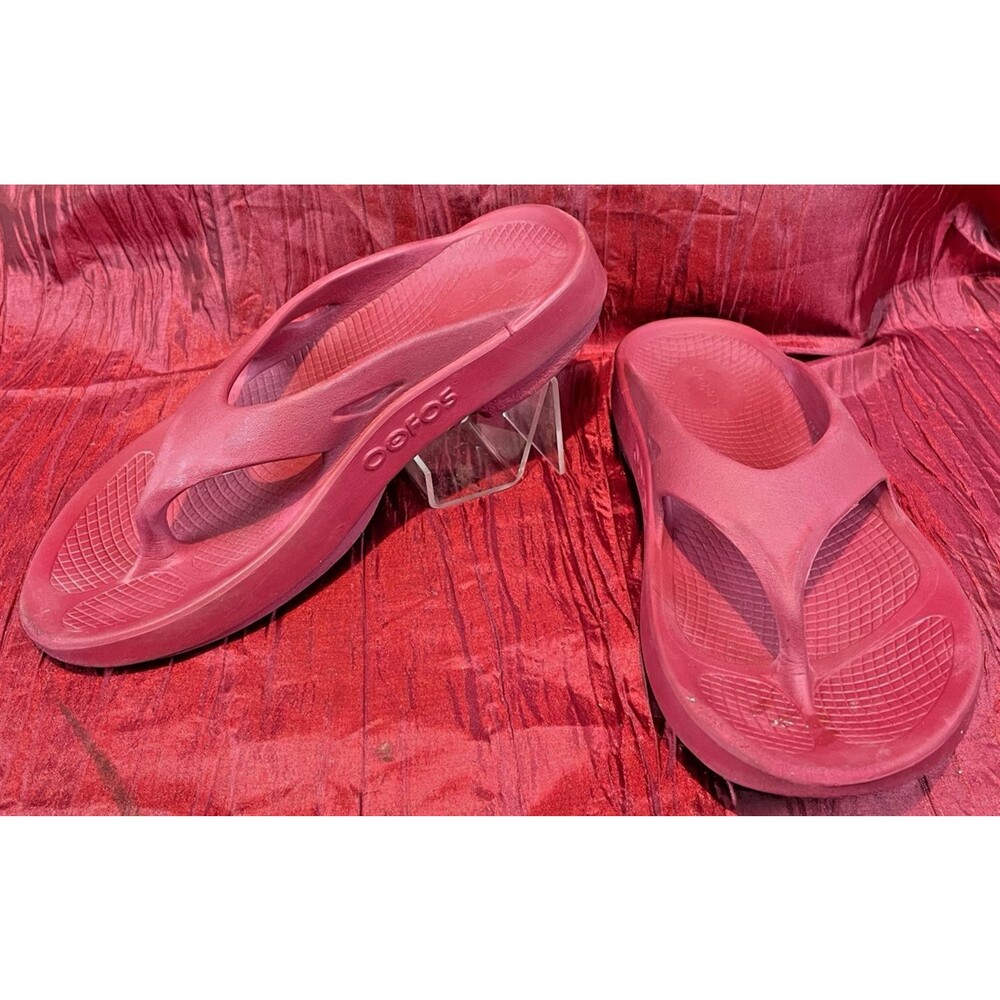 OOFOS Original Recovery Sandal Maroon Burgundy Flip Flop Slide Thong sz M5*W7*38